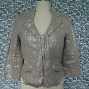 WALTER Silver Linen 3/4 Sleeve Blazer Silk lined